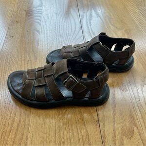 Teva Mens Camden brown Leather Open Toe Fisherman Sandals shoes 9
